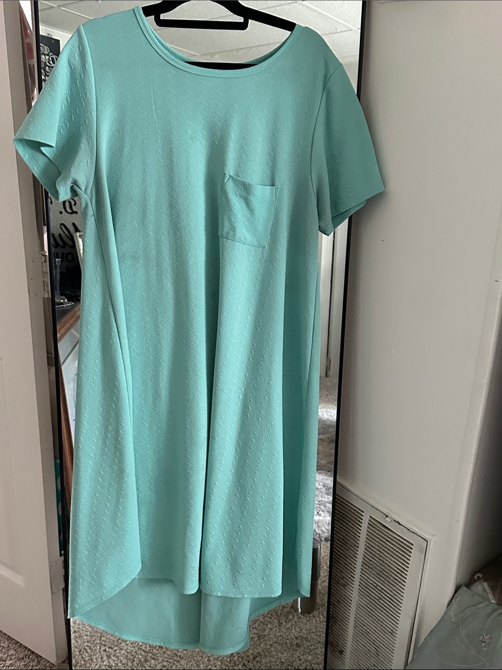 LuLaRoe Aqua Short Sleeve Pocket Swing Dress
